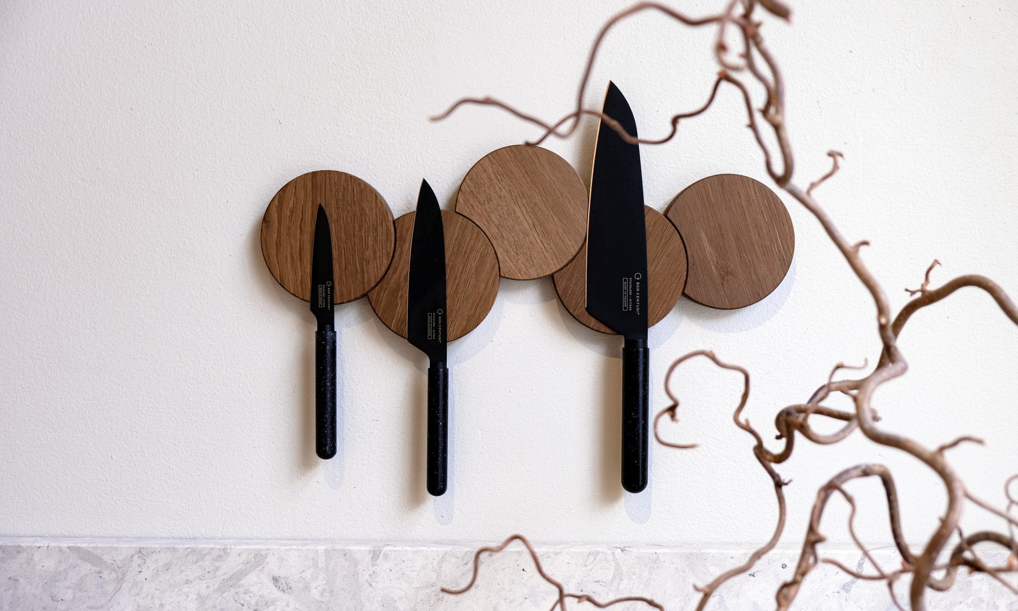 Knife holder oak self adhesive